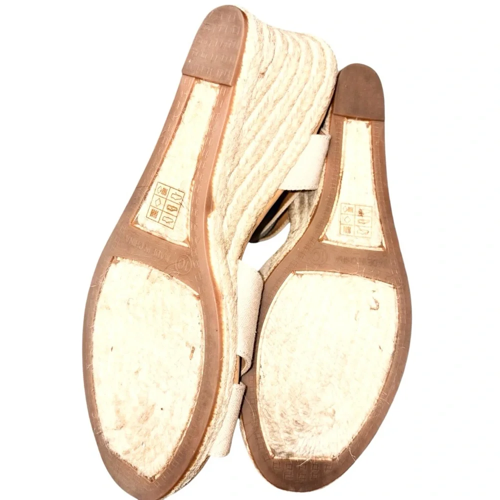 J. CREW Women's Canvas peep toe wedge espadrilleSize 10